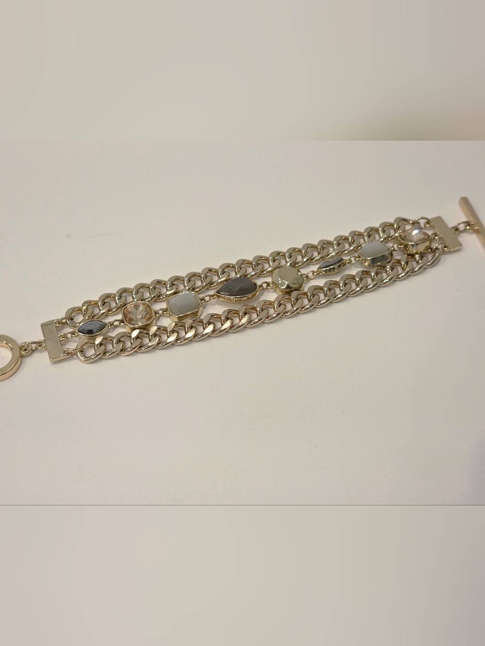Gold Tone Multi-Stone Chain Bracelet - Women's Jewelry